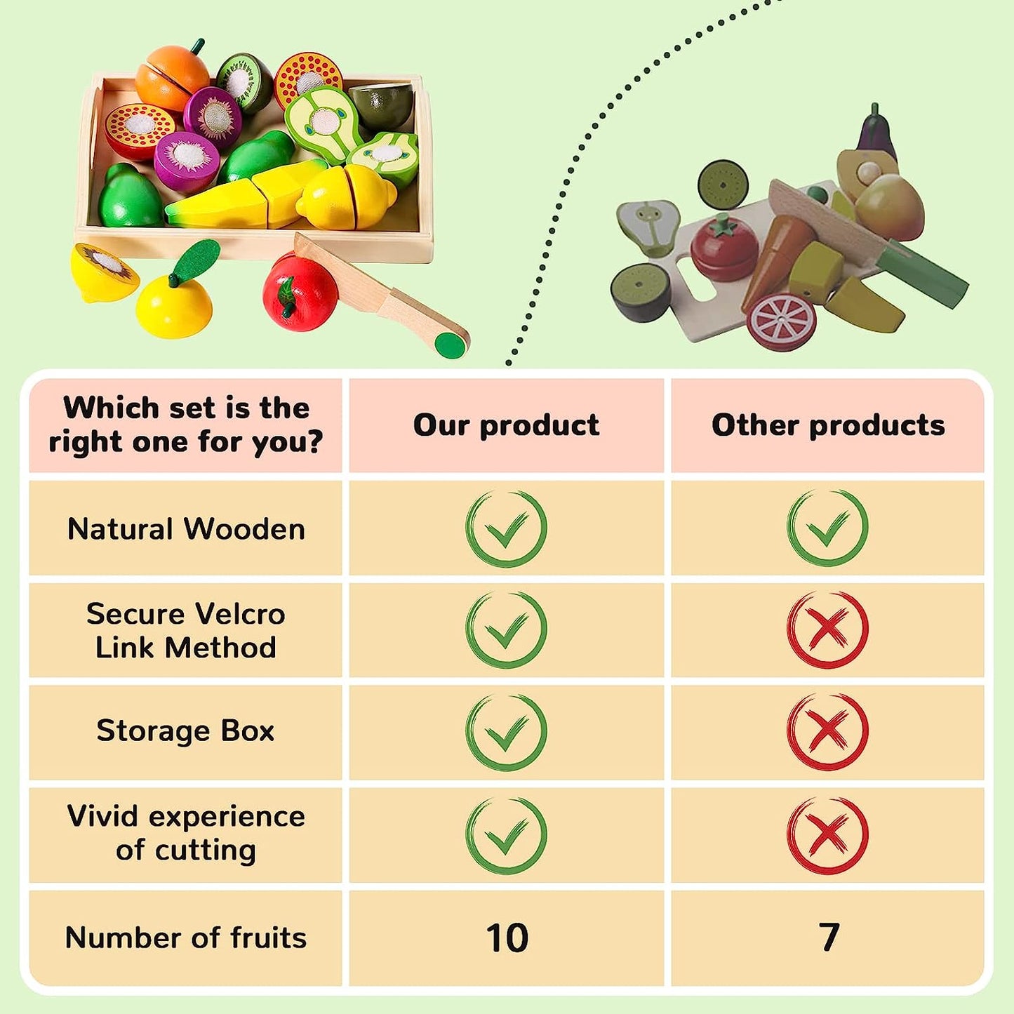 Montessori Houten Speelgoed Fruit Set l Educatief Speelgoed