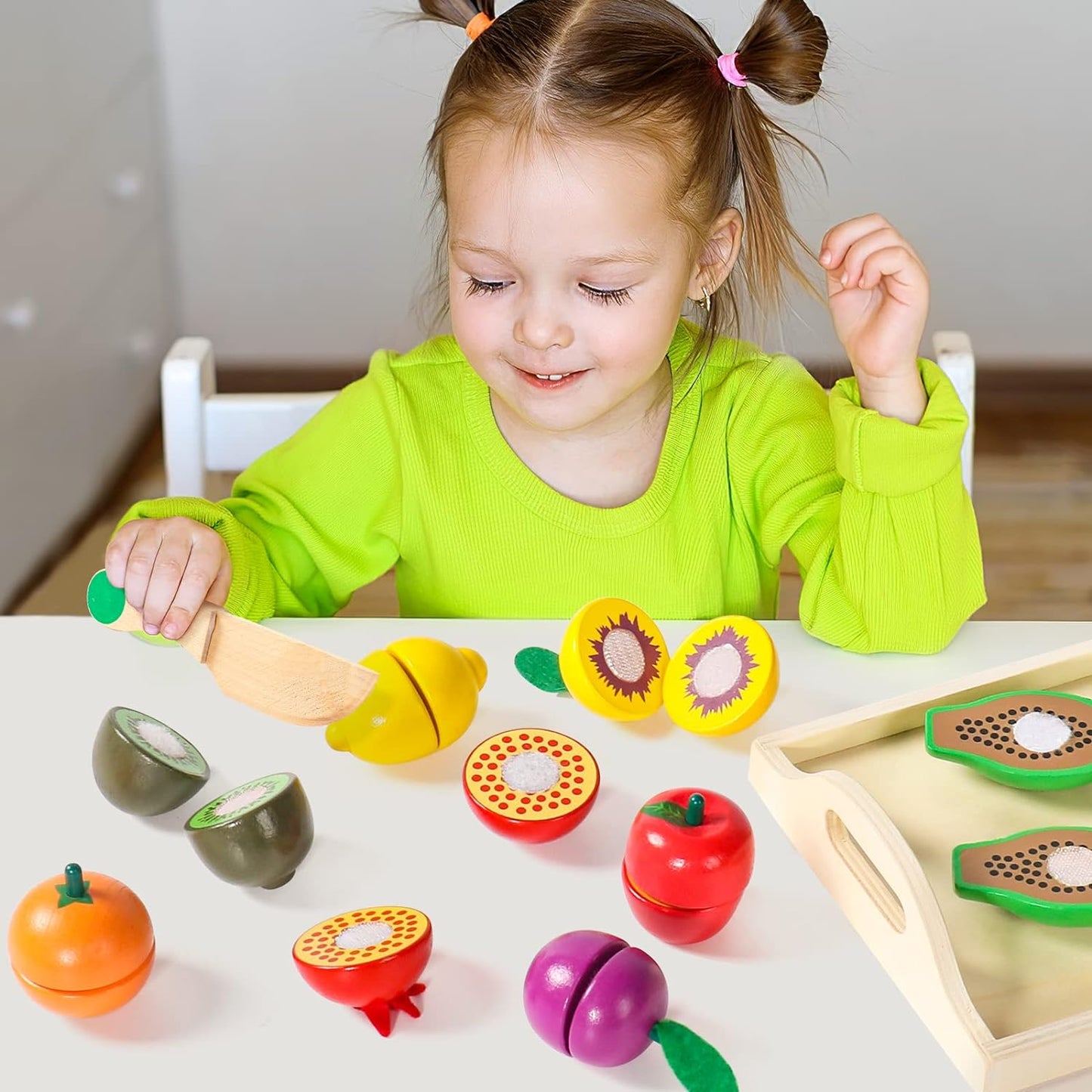 Montessori Houten Speelgoed Fruit Set l Educatief Speelgoed